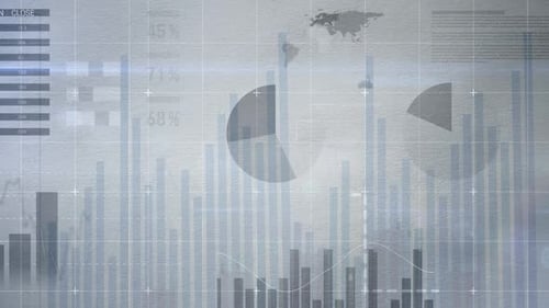 Business interface with numerous charts and graphs
