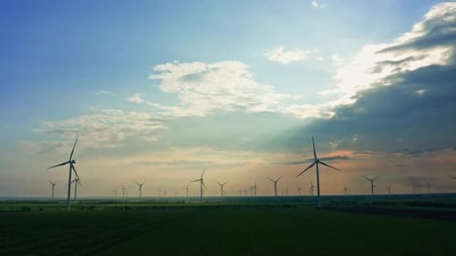 Wind Energy Generator Industry Ecology Windmill Renewable Sunset