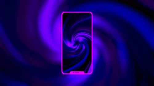 Phone Screen with Abstract Neon Swirl Animation