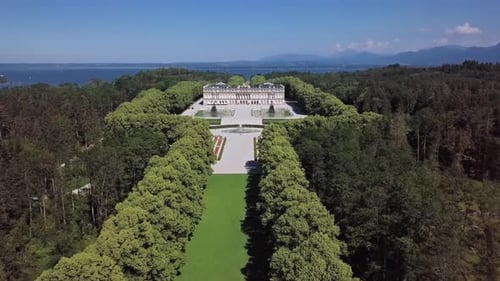 Vista aérea de Herrenchiemsee (Herreninsel) Alemania