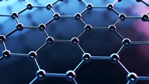 Structure en graphène bouclable. Des rangées d'atomes de carbone. Mouvement ondulatoire lent
.