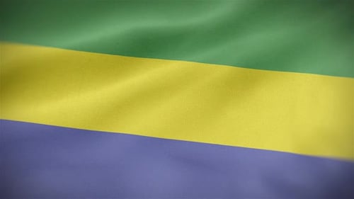 Seamlessly Waving Gabon Flag with Realistic Fabric Texture