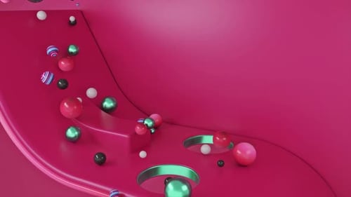 Dynamic 3D Spheres Rolling into Colorful Abstract Shapes