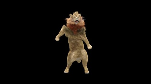 Animated Lion Character Dancing with Alpha Channel