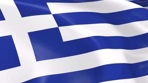 Animated Greek Flag Waving in Wind