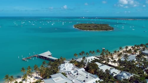 Paradise landscape of caribbean sea of Key West Florida United States.