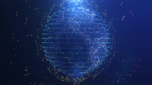 Futuristic Digital Earth Globe with Connecting Network Lines