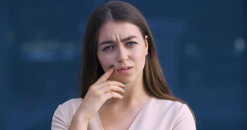Portrait of Young Girl Makes Decision Says No, Cute Lady Student Disagreeing Shakes Her Head Stop