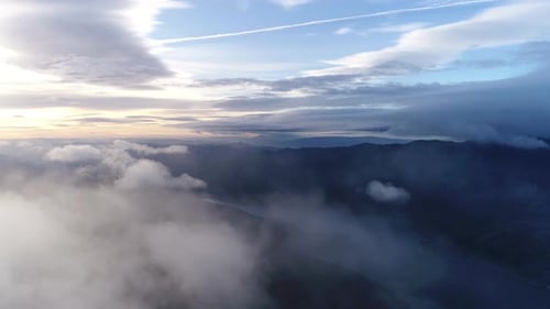Drone Flies in the Clouds