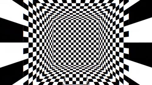 Abstract Psychedelic Checkerboard Pattern Tunnel Animation