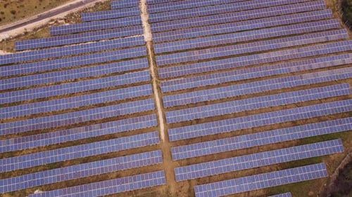 Solar Panels or Solar Cell in Solar Farm in Mountain