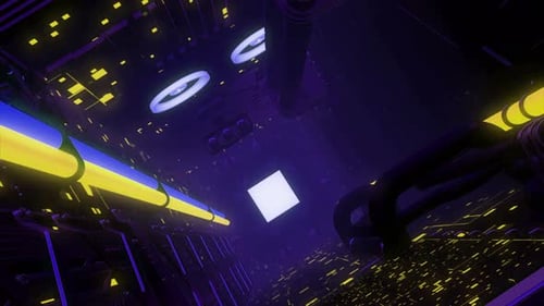 Futuristic Neon Technology Tunnel Circuit Board Flythrough