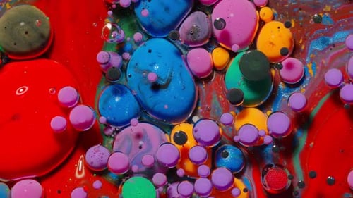 Colorful Paint Bubbles in Abstract Liquid Macro Shot