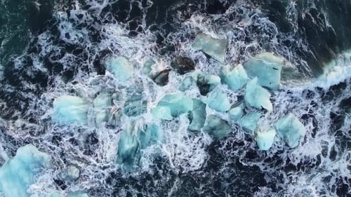 Icebergs on a Black Volcanic Beach Chunk of Ice on Diamond Beach Iceland
