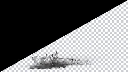 3D Geometric Wireframe Object Collapsing Destruction Animation