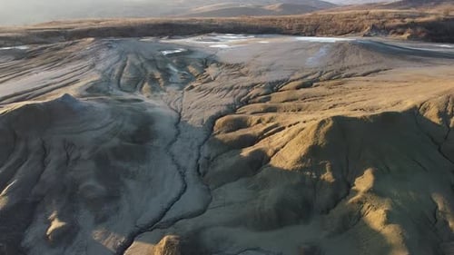Aerial View Over Mud Volcanoes Craters