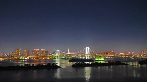 Beautiful Rainbow bridge in Tokyo city in Japan