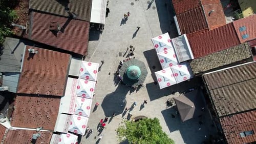 Aerial Sebilj Fountain Sarajevo