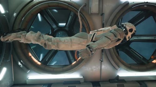 The Astronaut Flies In Zero Gravity