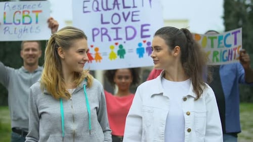 Diverse Group Protesting for LGBTQ Rights and Equality
