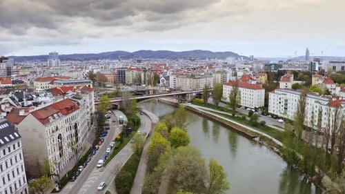 Vienna Historical Town From Above Aerial Outdoors View Flying Copter Shot of European Touristic
