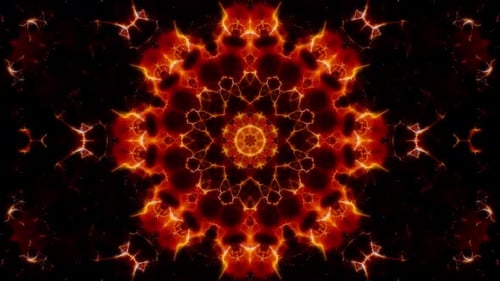 Abstrakter Fractal Fire Kaleidoskop-Hintergrund Loop 4K 04