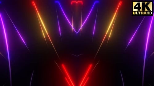 Neon Geometric Glowing Lines Abstract Background