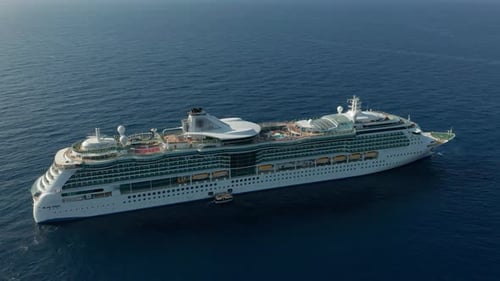 Aerial View. Cruise Ship Sailing Across the Mediterranean Sea