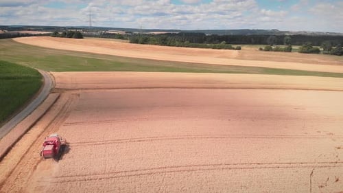 Landwirtschaftliche Maschine, die während der Ernte auf Ackerland arbeitet. Farming-Konzept