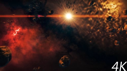 Journey Through Space with Bright Star and Red Nebula