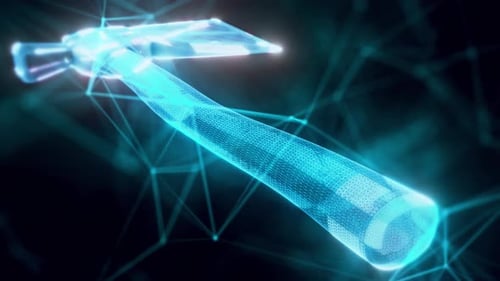 Small Hand Axe Hologram Close Up 4k