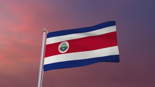 Costa Rica National Flag Waving Animation