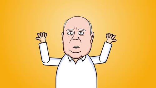 Animated Cartoon Bald Man Shrugs and Reacts
