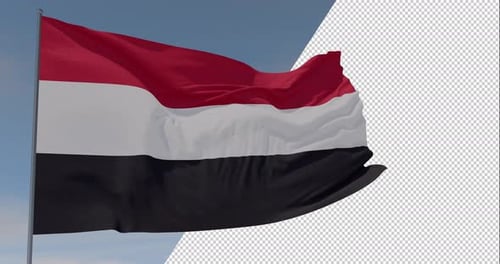 Realistic Waving Flag with Alpha Channel Background