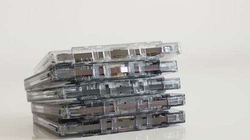 Stacked Audio Cassette Tapes, Retro Technology