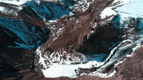 Aerial Winter Waterfall