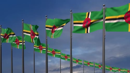 Realistic Waving Dominica Flags Collection