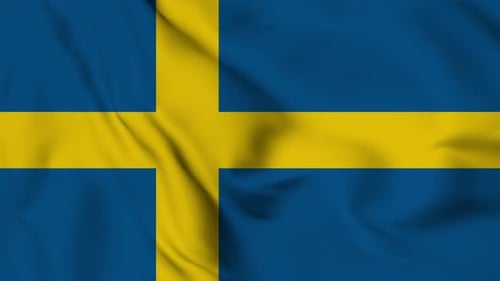 Seamless Looping Waving Flag of Sweden Animation