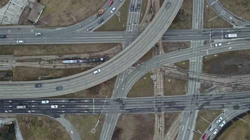 Aerial View of Road Junction in City