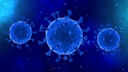3D Animated Blue Virus Particles for Medical Backgrounds