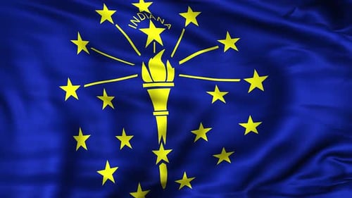 Waving Indiana State Flag Realistic Animation Loop