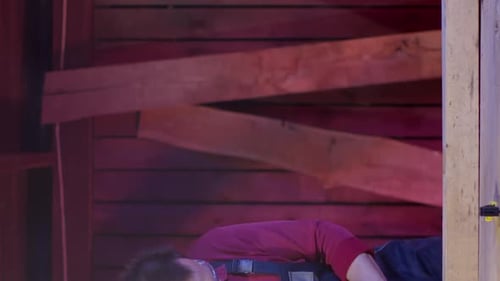 Man Working on Construction With Power Tool