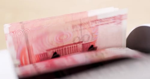 Renminbi Currency Counting Machine Close Up