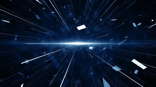 Futuristic Digital Tunnel Fly Through with Streaking Light and Particles