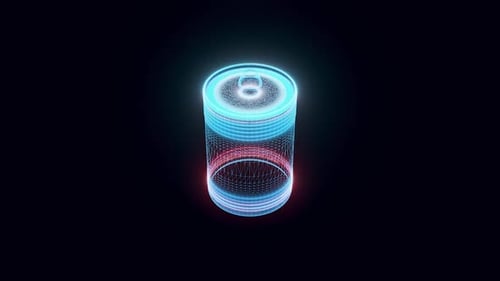 Futuristic Digital Wireframe Beverage Can 3D Animation