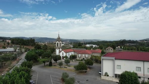 A Church In A Village Countryside