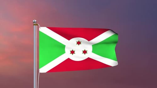 Burundi Flag Realistic Waving Loop Animation