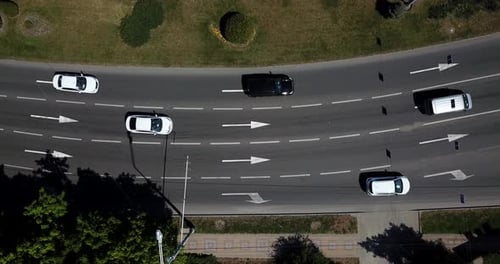 Aerial City Transport Collection - Top View of Urban Streets and City Road Traffic Jam