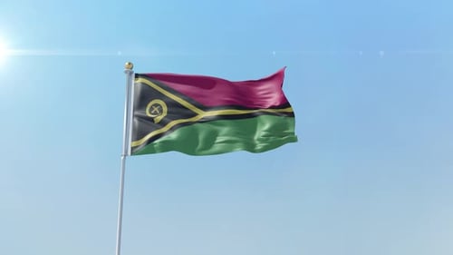 Vanuatu National Flag Waving in Realistic 3D Animation