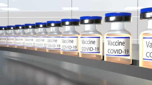 COVID-19 Vaccine Vials Moving on Production Line